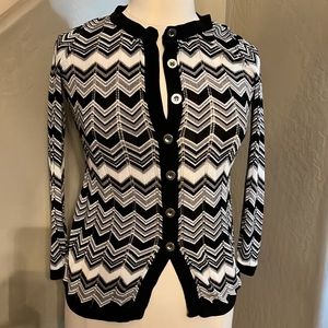 Charter Club Black Silver White Sweater